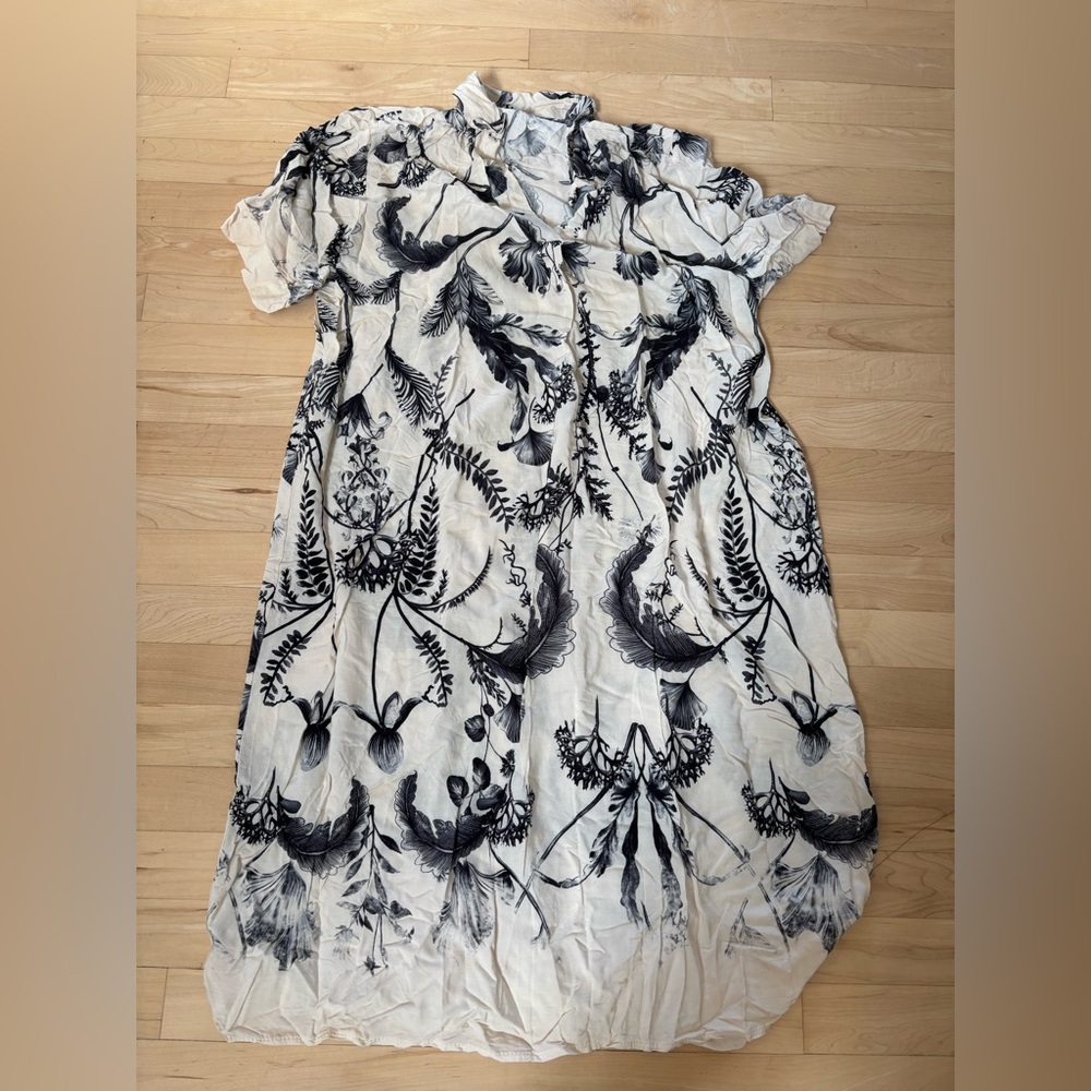 Floral Black and White Dress